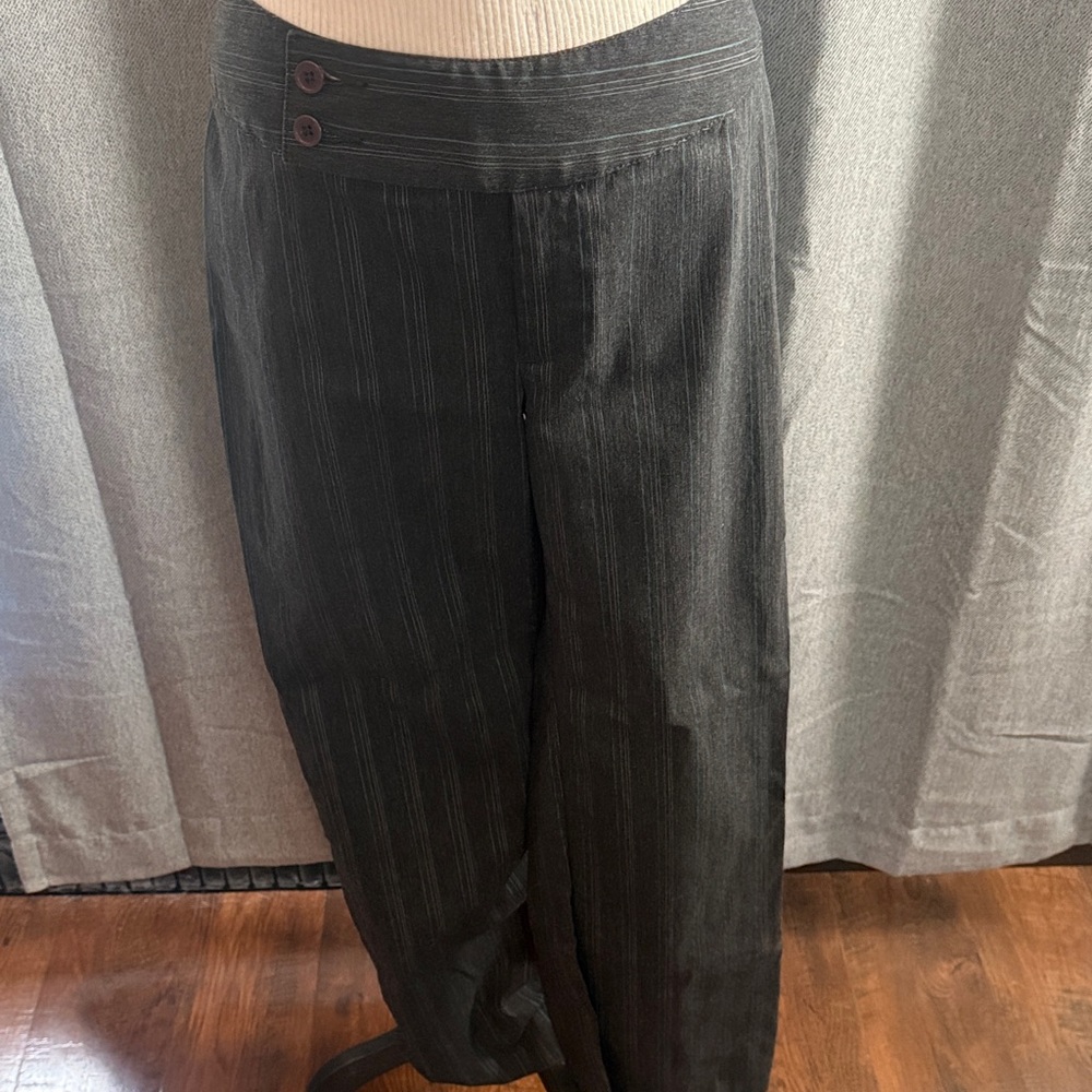 Stylish dark gray & teal Pinstripe Pants